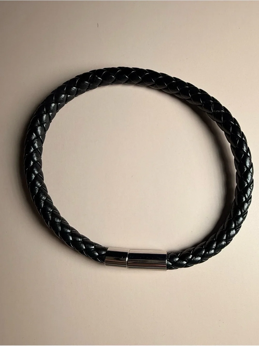 Black Braided Leather Magnetic Bracelet for Men